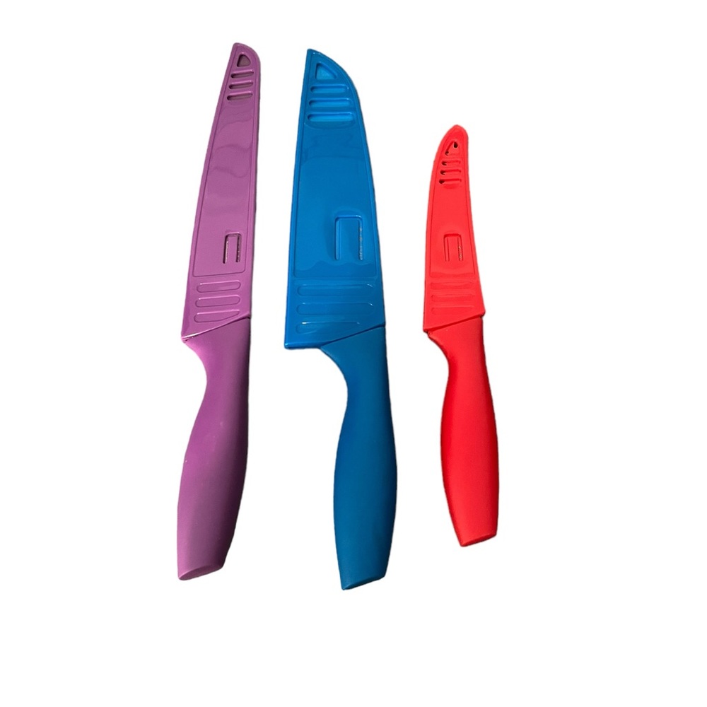 Tomodachi by Hampton Ford Lot of 3 Knives 8” Bread Chef 5” Bagel & Knife Guards
